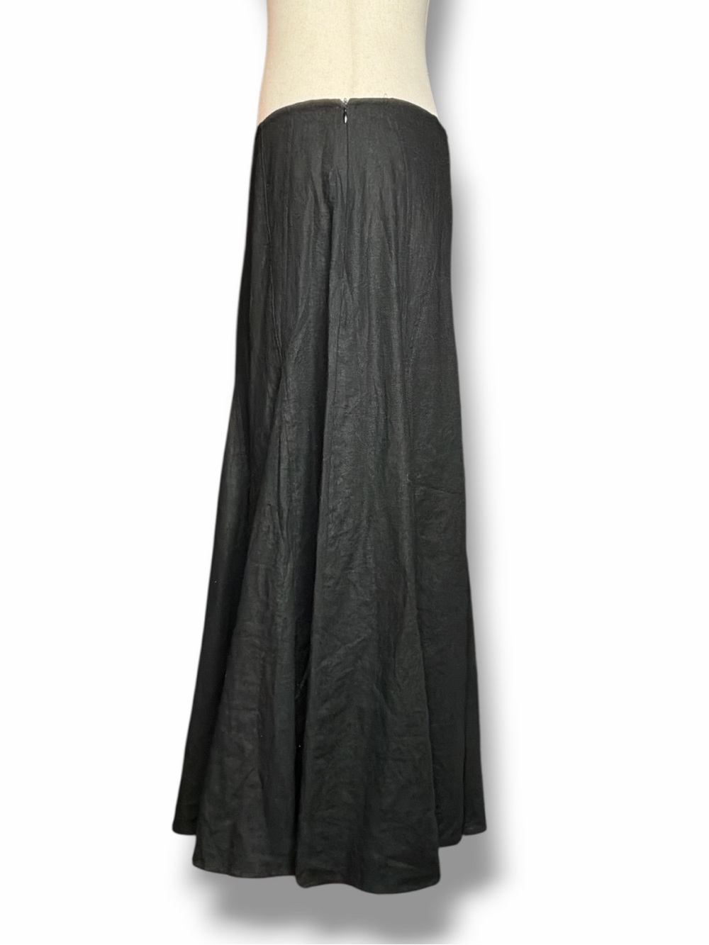 White Stag Black Zip Side A-Line Linen Blend Maxi Skirt Size 10 - Picture 2 of 5